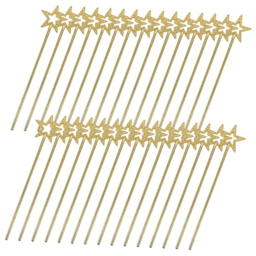 BESTonZON 50 Stück Requisiten Für Cosplay-bühnenauftritte Feenstern Zauberstab Zubehör Für Feenkostüme Sternenfee-stäbchen Feenstab Funkelnde Sternstäbe Pentagramm-fee-Sticks Golden Plastik von BESTonZON