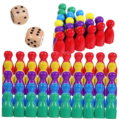 BESTonZON 50 Stück Schachbrett Würfelspiel Ludo-Spiel Rätsel Brettspielfiguren Schach Dame Ketten-dreieck-Spiel Schachspiele Magnetisches Schachspiel Brettspielzubehör Schachmarker Holz von BESTonZON