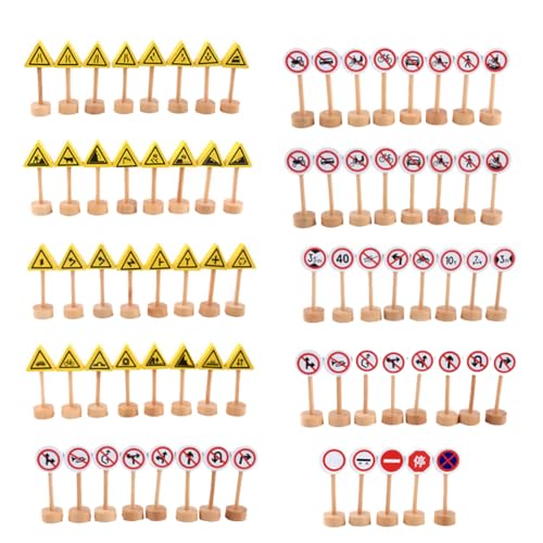 BESTonZON 50 Teiliges Baustein Schilder Puzzle Mini Verkehrsschilder Straßenschild Tortenaufsatz Interaktives Konstruktionsspielzeug Verkehrsschild Spielspielzeug Schilder von BESTonZON