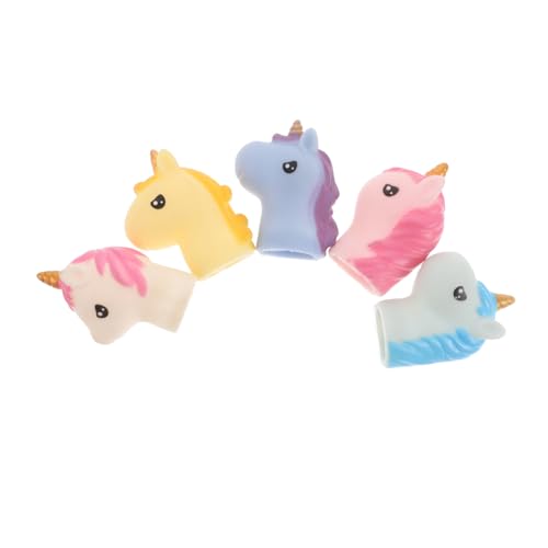 BESTonZON 5St Einhorn Handpuppe Realistisches Einhorn Spielzeug Interaktives Einhorn Spielzeug Benutzerfreundliches Tiermodell Mini-Handpuppen Geschichte Zeit Fingerpuppen Vinyl von BESTonZON