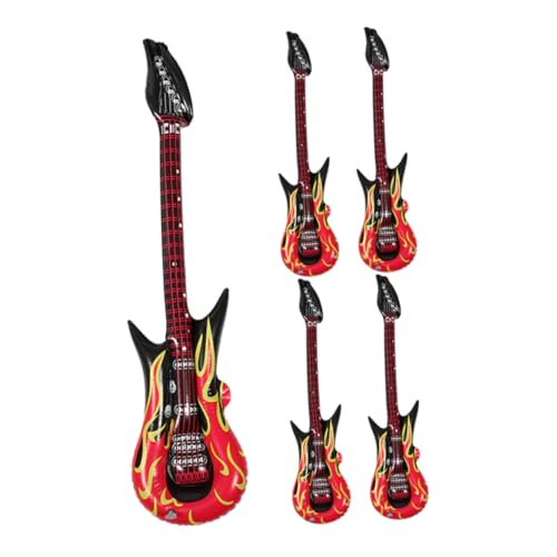 BESTonZON 5St Gitarrenspielzeug aufblasbare Gitarre aufblasbares Spielzeug Musikinstrument Spielzeug Gitarre musikalisches Spielzeug Rock-Gitarre Gitarrenkostüm Gitarren-Tortenaufsatz PVC von BESTonZON