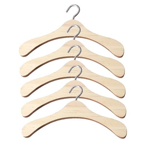 BESTonZON 5St Puppenaufhänger Kleiderbügel für Puppen Zubehör für Babypuppen Puppenmöbel kleiderständer Kinder kinderkleiderbügel Miniatur-Puppen-Kleiderbügel Puppenhalter aus Holz hölzern von BESTonZON