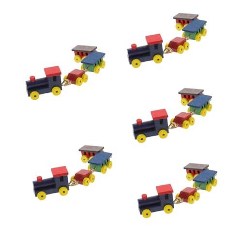 BESTonZON 5st Puppenhaus-Zug Eisenbahnwaggons Für Jungen Mini-Zug-dekor Puppenstubenmöbel Puppenhaus-Accessoire Eisenbahn-spielzeugeisenbahn Puppenhausverzierung Wohnkultur Kinderzimmer Holz von BESTonZON