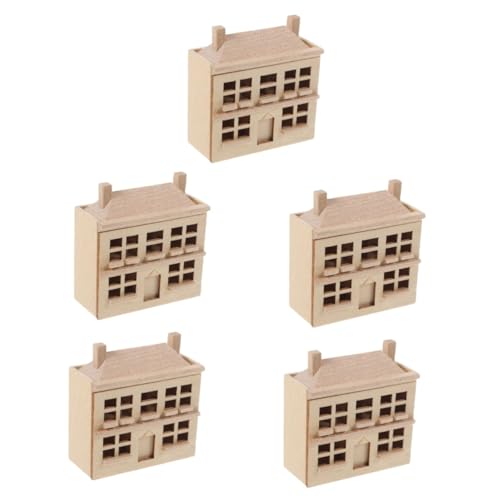 BESTonZON 5St Puppenhausmöbel Miniature House miniaturhaus Holzhaus für Kinder zum bemalen Puppenhaus vortäuschen Modelle Ornament winziges Holz Mini haushandwerk Tasche Dekorationen von BESTonZON