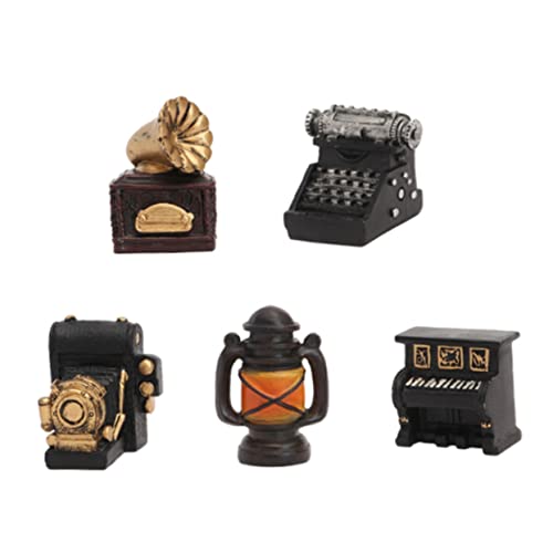 BESTonZON 5St Retro alte Ornamente Vintage Dekoration Retro Dekoration Exquisite Decoration Miniatur-Retro-Figuren Mini-Klavier Mini-Retro-Lampe Modell Einer Schreibmaschine aus Harz von BESTonZON