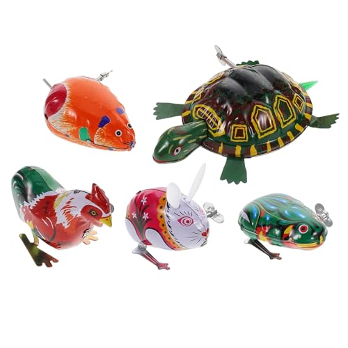 BESTonZON Aufziehspielzeug für Kinder 5 Stücke Cartoon Metall Uhrwerkspielzeug Vintage Frosch Schildkröte Hase Batteriefrei für Partys BESTonZON Aufziehspielzeug für Kinder 5 Stücke Cartoon Metall Uhrwerkspielzeug Vintage Frosch Schildkröte Hase Batteriefrei für Partys von BESTonZON