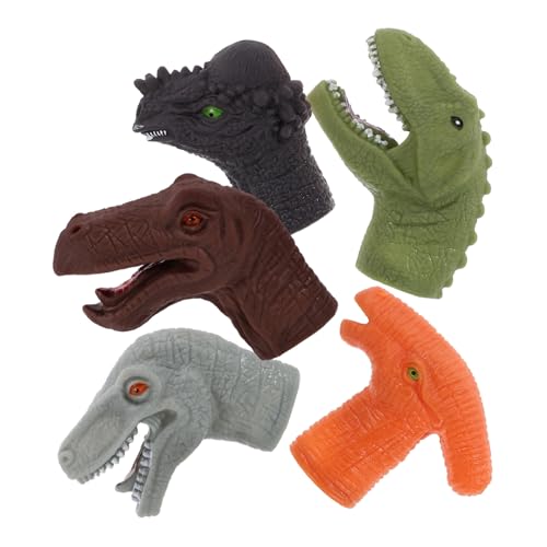 BESTonZON 5st Dinosaurier-fingerpuppe Tierische Fingerpuppen Cartoon-fingerpuppen Handpuppen Für Kinder Eltern-Kind-spielspielzeug Hand-fingerpuppen-Spielzeug Fingerspielzeug Weiches Gummi von BESTonZON