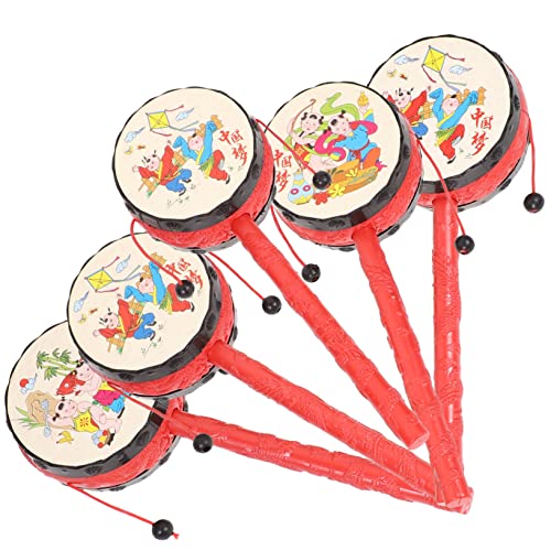 BESTonZON 5st Rassel Kinderspielzeug -Percussion-Instrumente Musikspielzeug -trommeln Handtrommeln Für Babyspielzeug Schütteln Plastik Colorful von BESTonZON