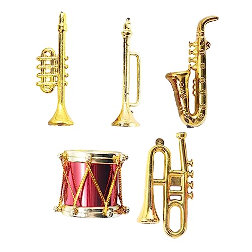 BESTonZON 5st Simuliertes Musikinstrument Musikinstrumente Miniaturen Mini-trompetenmodell Lustiges Instrumentenmodell Musikspielzeug Für Mini- -dekore Plastik Golden von BESTonZON