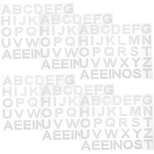 BESTonZON 6 Bögen Acryl Buchstaben Strass Aufkleber Stoffaufkleber Buchstaben Strass Strass Aufkleber Alphabet Aufkleber Selbstklebende Strass Taschenaufkleber Dekorative von BESTonZON