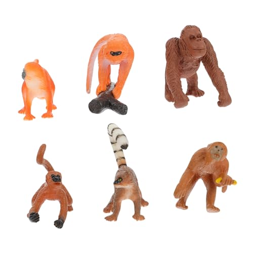 BESTonZON 6 STK Affenmodell Gorilla-Figur Lustige Tiermodelle Spielzeugfigur Tiermodell-Verzierungen Miniatur Affenfiguren Simulation Affendekore Tiermodell-Statue Affentiermodelle Plastik von BESTonZON