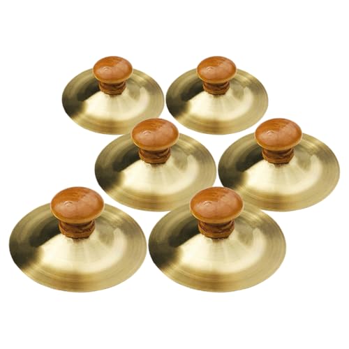 BESTonZON 6 STK Schlaginstrument Für Kinder Mini-Becken Traditioneller Chinesischer Gong Kleine Fingerbecken Becken-klöppelglocke Bauchtanz-fingerzills Bauchtanz-Requisiten Hölzern Golden von BESTonZON