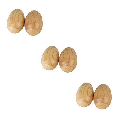 BESTonZON 6 STK -Shaker Eier Maracas Handshaker Maracas Eierbecher Aus Holz Eier Aus Holz Musikinstrumente Sandstreuer Maracas Mini-Maracas-krachmacher Holzei Kind Hölzern Bambus Marakas von BESTonZON