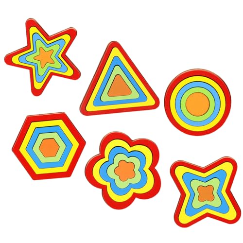 BESTonZON 6 Sätze Blöcke Kinder Puzzle rätselbuch Kinder Shapes Puzzle Babyspielzeug Badespielzeug für Kleinkinder 1-3 Kinder Kleinkind Puzzle Formpuzzlespielzeug für Kinder hölzern Colorful von BESTonZON