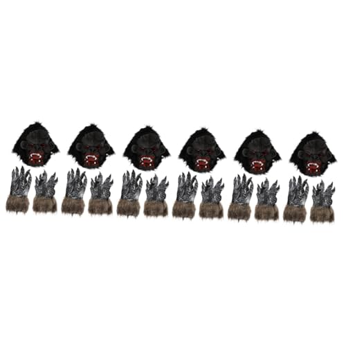 BESTonZON 6 Sätze Gorilla-kopfbedeckung Masken Für Kinder Halloweenkostüm Maskentier Erwachsene Gorilla-männer Halloween-kopfbedeckung Gorilla-gesichtsbedeckung Bilden Einstellen von BESTonZON