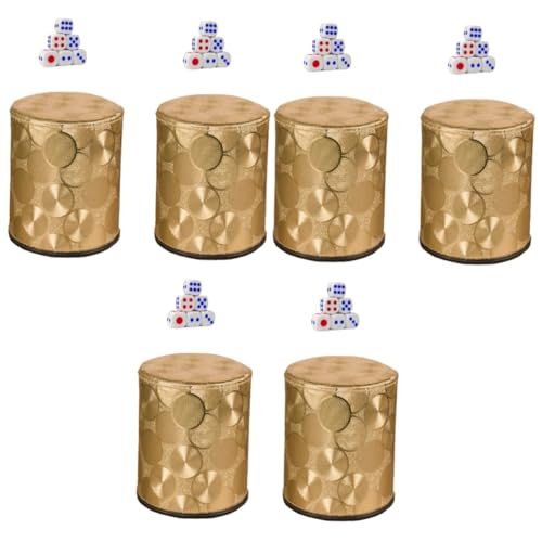 BESTonZON 6 Sätze Leder farbbecher Würfel Becher Würfelspiel Tasse Würfelbecher mit Deckel Bar Würfelspiel Easy putz настольные игры Würfelbecher aus Leder Spiel Würfelbecher PU-Leder Golden von BESTonZON