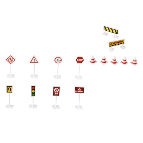 BESTonZON 6 Sätze Simulationsszene Spielzeug Verkehrszeichen-Spielzeug Bauzeichen Spielzeug Kinderspielzeug Verkehrszeichen-spielset Spielzeug-ampel Verkehrswarnzeichen-spielset Mini Abs von BESTonZON