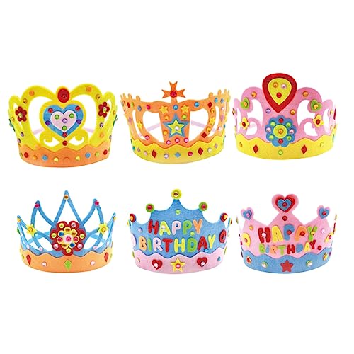 BESTonZON Kronen-set für Geburtstagshut 6er-pack Kronenhut für Jungen und Mädchen Buntes Glitzerkronen-bastelset für Party-dekorationen von BESTonZON