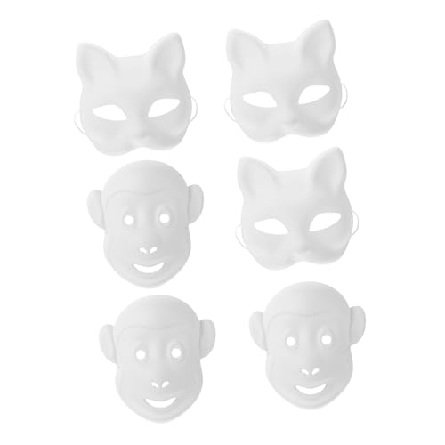 BESTonZON 6 Stk DIY-Maske Masken zum Ausmalen von Tieren DIY-Party Superhelden-Partydekorationen Heimwerken schmücken white mask Partymaske Maskerade liefert Maskerade-Requisite Papier Weiß von BESTonZON