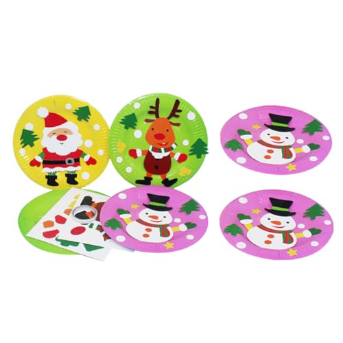 BESTonZON Weihnachtsteller-bastelset für Mädchen 6-TLG. Familienfreundliches Papiergeschirr-Aufkleber-Set für Jungen und Mädchen von BESTonZON