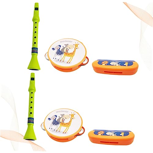 BESTonZON 6-teiliges Set Tamburin Mundharmonika Früherziehungsinstrument Spielzeug Mundharmonika-Instrument Kinder Mundharmonika von BESTonZON