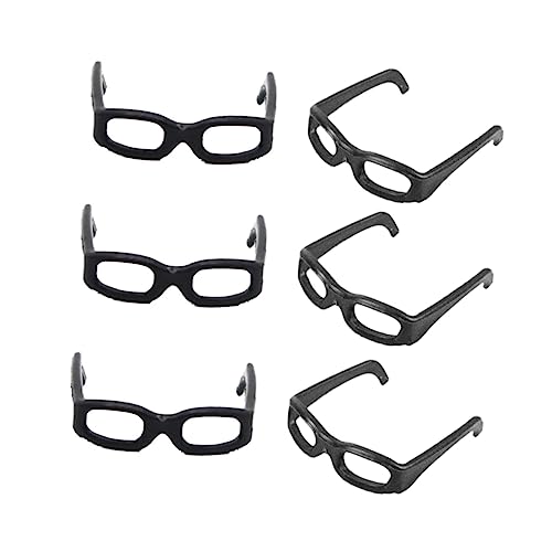 BESTonZON 60st Schwarz Gerahmte Brille Miniaturblumen Puppe Plüschpuppen Mädchenpuppen Winzige Gläser Puppenwagen Mini Möbel Babyzubehör Plastik Black von BESTonZON