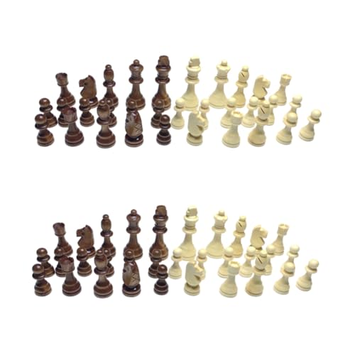 BESTonZON 64 STK Schach zubehör Schachspiel Zubehör -teiliges Schachset Anfänger Schachset Schachspiel für Anfänger Stil Schach Schachfiguren chinesisches Schach Schachbrett Hölzern Weiß von BESTonZON