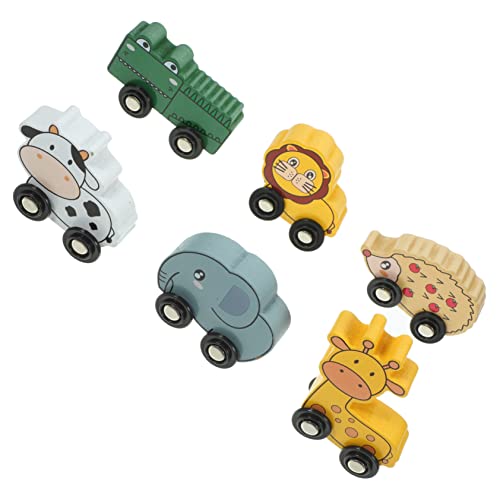 BESTonZON 6St Kinderauto aus Holz Magnetischer Eisenbahnwaggon Tierzugspiel holzeisenbahn für Kinder holzspielzeug Auto kognitive Spielsachen Eisenbahnspielzeug aus Holz Spielzeugzug hölzern von BESTonZON