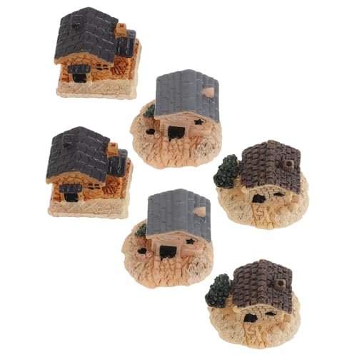 BESTonZON 6St Mini-Ornamente Terrarium Dekoration Puppenhaus Modelle Dorfhaus Modelle mikrolandschaft Mikro Landschaft Zubehör Miniatur-Villa-Figuren Puppenhaus Dorfhaus Dorfladenhaus Harz von BESTonZON