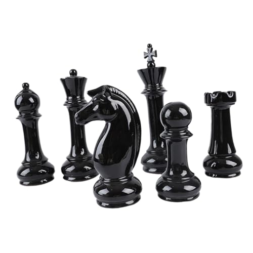 BESTonZON 6St Schach Ornamente Schach Dekor König Schach schwarzes Schach Büro-Schach-Ornament Schachbrett schachcomputer interessantes Schachdekor Schach Dekoration Keramik Black von BESTonZON