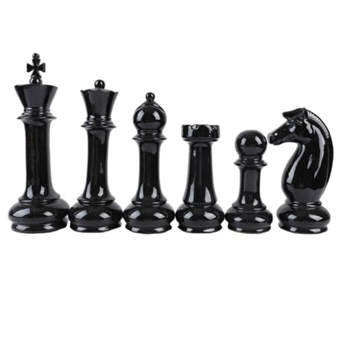 BESTonZON 6St Schach Ornamente Schach-Timer Schach Wohnkultur schwarzes Schach Schwarze Büroeinrichtung Spiel schachcomputer Chess lustiges Schach Schachdekor für den Haushalt Keramik Black von BESTonZON