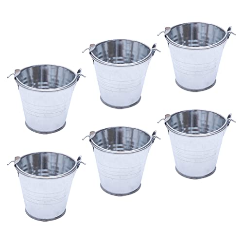 BESTonZON 6St Weißblechfass Schwimmbad Neon Eiskübel für Partys Lüfter blumenbank Storage Boxes fres wischeimer Blumentopf bepflanzen Mini-Eimer für Einfügen Silver von BESTonZON