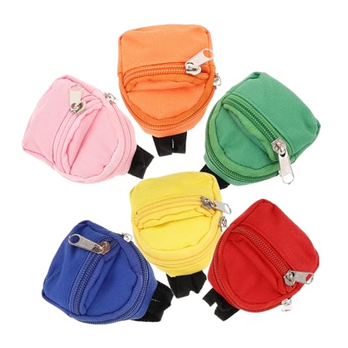 BESTonZON 6St kleine Schultasche Mini-Rucksack für Puppen kleine Rucksacktasche Spielzeug Rucksack Puppen Rucksack Set Rucksack-Anhängerkette Mini-Schlüsselanhänger-Rucksack Polyester von BESTonZON