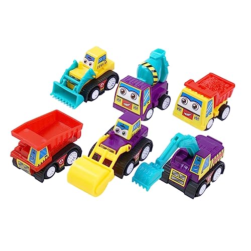 BESTonZON 6er Set Mini Ingenieurfahrzeug Friction Powered Spielzeugautos Für Kleinkinder Und Babys Frühkindliches Lernspielzeug Bagger Bulldozer Kipper Zementmischer Zufälliger von BESTonZON