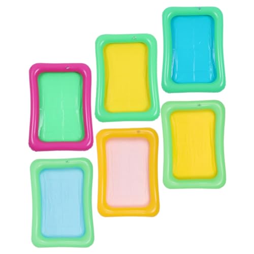 BESTonZON 6st Aufblasbarer Eisbar-sandtisch Planke Aufblasbare Kühlbox Für Partys Snacktabletts Mit Fächern Schwimmende Poolbar Tabletts Zum Servieren Von Speisen Kammerdiener Deckel PVC von BESTonZON