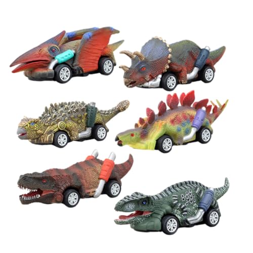 BESTonZON 6st Dinosaurier Ziehen Auto Zurück Mini-Spielzeug Reibungsbetriebene Dinosaurier-spielzeuge Figur Spielzeug Zurückziehen Dinosaurier-modellspielzeug Spielzeug-Modell Plastik von BESTonZON