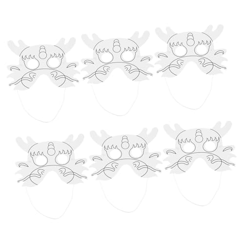 BESTonZON 6st Drachen-blank-maske Leer Venezianische Masken Schlichte Weiße Gesichtsmaske Venezianische Partymaske Unvollendete Maske Weiße Tiermasken Weiße Drachenmaske Abschlussball Papier von BESTonZON