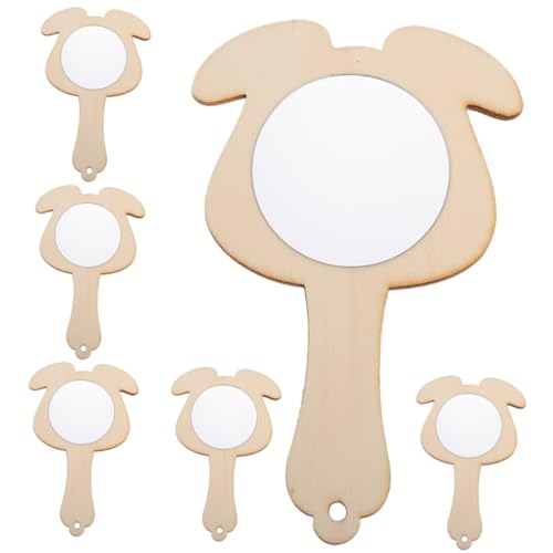 BESTonZON 6st Holzspiegel Mini-handspiegel Mini-Spielzeug Entzückender Handspiegel Mini-zubehör Kosmetikspiegel Kinderspiegel Spiegel Für Kinder Selber Machen Blumenaufkleber Hölzern Khaki von BESTonZON