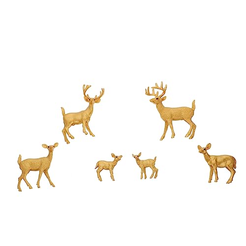 BESTonZON 6st Künstliche Hirsche Statische Tierverzierung Desktop-Modell Für Kinder Kreativer Tierschmuck Künstliches Wildtier Miniatur-hirschdekoration Bildungsspielzeug Golden PVC von BESTonZON