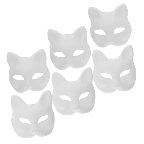 BESTonZON 6st Leere Maske Unbemalte Masken Maskerade Maske Männer Fuchs-kostüm-masken Katzenmaske Für Kinder Katzenmaske Katzenmasken Zum Bemalen -maskenset Plastik Weiß von BESTonZON