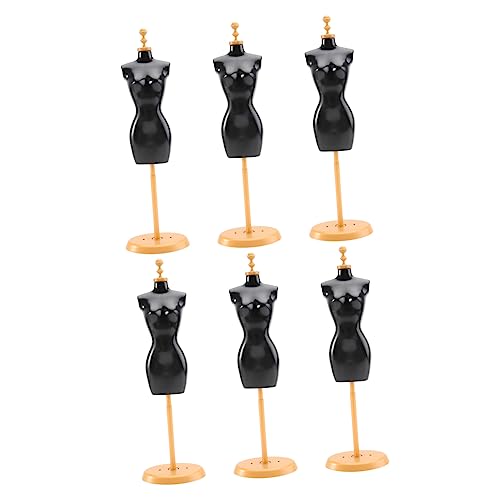 BESTonZON 6st Puppen Modell Halter Regal Für Puppenkleider Mini-Mannequin-Modell Miniaturhalter Puppenkleiderständer Puppenmodellständer Schmuck Aufhänger Puppenformen Nähen Black Plastik von BESTonZON