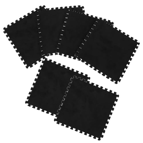 BESTonZON 6st Puzzle-Matte Boden Schaumstofffliesen Gießen -spielmatte Puzzle-teppiche Gerätematte Ineinandergreifende Schaumstoffmatten Teppichfliesen Samt Black von BESTonZON