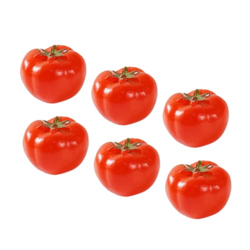 BESTonZON 6st Simulierte Tomate Künstliche Früchte Requisiten Präsentieren Lebensechtes Gemüse Tomaten Requisiten Realistische Gefälschte Tomate Simulation Von Gemüsemodellen PVC Rot von BESTonZON