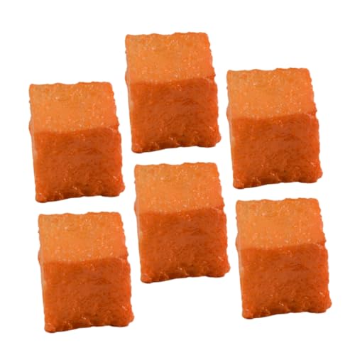 BESTonZON 6st Simulierter Tofu Deko Fisch-tofu-Restaurant-Requisite Party-Requisite Fisch-tofu-Foto-Requisite Gefälschter Fischtofu Gefälschte Lebensmittel Realistisch Food-Modell PVC Orange von BESTonZON