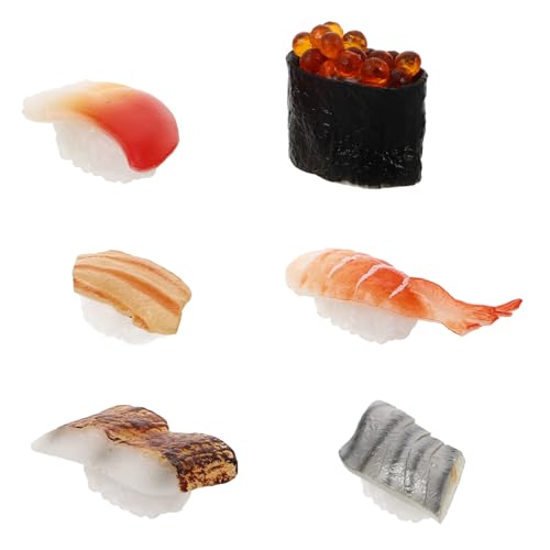 BESTonZON 6st Sushi-Simulation Simulation Lebensmittelmodell Mini-Food-Spielzeug Japanisches Sushi-Modell Realistisches Sushi-Food-Modell Simuliertes Sushi-Modell Simuliertes Onigiri Plastik von BESTonZON