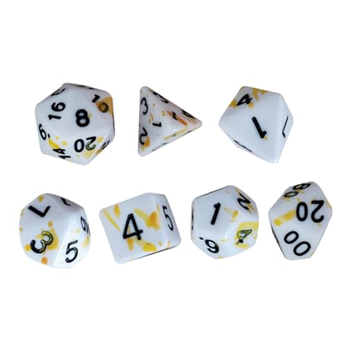 BESTonZON 7 Stück Brettspiel Würfel brettspiel zubehör Party zubehör partyzubehör Party Accessoires spielewürfel dice Set Blutwürfel Spiel-Requisiten unregelmäßige Punktwürfel Acryl Yellow von BESTonZON