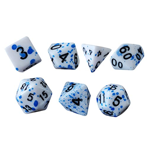 BESTonZON 7 Stück Brettspiel Würfel bürospiel familienspiele Tischspiel partyzubehör dice Set lustige Würfelspiel-Requisiten Blutwürfel Blutspritzerwürfel Würfel für Rollenspiele Acryl Blue von BESTonZON