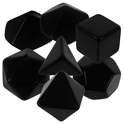 BESTonZON 7 Stück RPG Leere Würfel spielwürfel spielewürfel dice Set Fantasiewürfel unfertige Plastikwürfel trocken abwischbare Würfel Bastelwürfel selber Machen maßgefertigte Würfel Black von BESTonZON