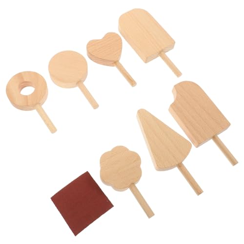 BESTonZON 7St EIS am Stiel Dekoration aus Holz Figuren Mini-Eistüten Eishalter Kinderspielzeug Tasse Eisform küchendekoration wohnungsdeko Eiscreme Zubehör Eisspielzeug für EIS Zeigen von BESTonZON