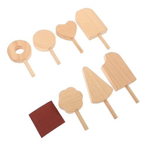 BESTonZON 7st EIS Am Stiel Dekoration Aus Holz Eishalter Zuckergussstreuer Eisform EIS-pop-Formen De Käufer Crêpe-pfanne Figur Eiswürfel Eiscreme Vorgeben Formen Für EIS Am Stiel Moleskin von BESTonZON